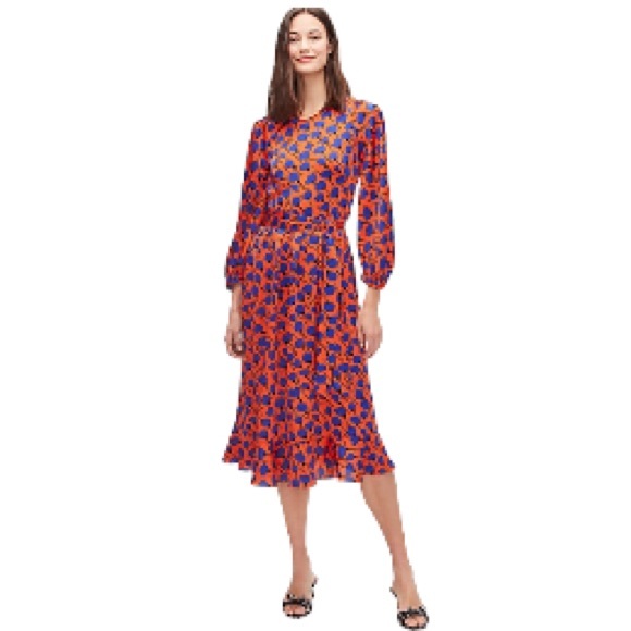 ♠️💃 kate spade NY Women’s Poetic Floral Smocked Dress,  Tamarillo Orange - Picture 2 of 10